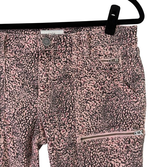 Joie Women's Moto Cargo Skinny Animal Print Blush Pink Pants Size 30 - Picture 4 of 12